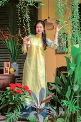 Áo dài linen Thanh Hạ cổ đứng