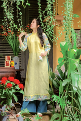 Áo dài linen Thanh Hạ cổ đứng