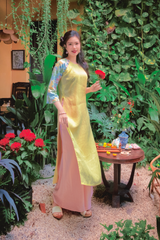 Áo dài linen Thanh Hạ cổ tròn