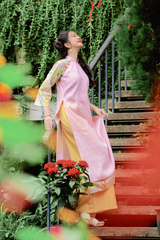 Áo dài linen Thanh Ly cổ đứng