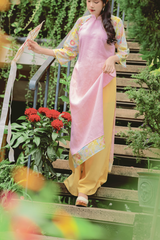 Áo dài linen Thanh Ly cổ đứng