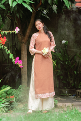 Áo dài linen Thanh Quyên cổ đứng