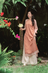 Áo dài linen Thanh Quyên cổ đứng