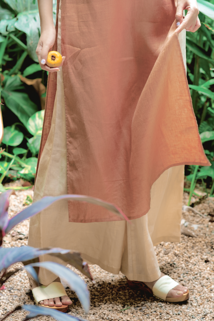 Áo dài linen Thanh Quyên cổ tròn