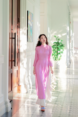 Áo dài lụa tơ tằm Truyền thống Phúc Thọ - Tím phong lan