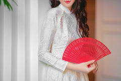 Áo dài lụa tơ tằm Truyền thống Phúc Thọ - Trắng