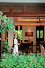 Áo dài lụa tơ tằm Truyền thống Phúc Thọ - Trắng