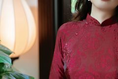 Áo dài lụa tơ tằm Truyền thống Phúc Thọ - Đỏ đô