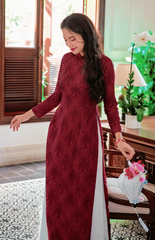 Áo dài lụa tơ tằm Truyền thống Phúc Thọ - Đỏ đô