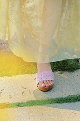 Đầm cổ yếm Xuân Nhạn - Kem tơ nhung