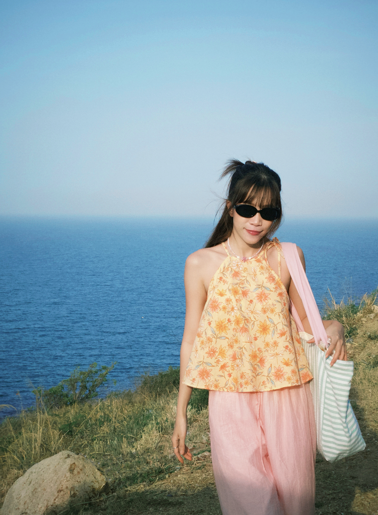 Áo yếm linen Hồng trà - Mật ong