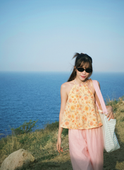 Áo yếm linen Hồng trà - Mật ong