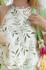 Áo yếm linen Hồng trà - Nguyên lá