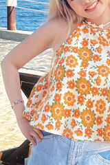 Áo yếm linen Hồng trà - Quýt cam