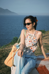 Áo yếm linen Hồng trà - Trăm hoa