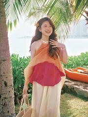 Áo yếm tơ nhũ Trà lụa - Cam đào