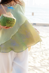 Áo yếm tơ nhũ Trà lụa - Cốm xanh