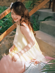 Áo yếm tơ nhũ Trà lụa - Lê ngọt