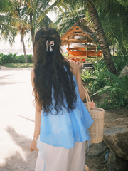 Áo yếm tơ nhũ Trà lụa - Mây soda