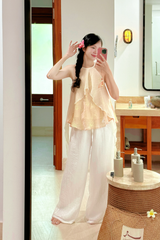 Áo yếm tơ nhũ Trà lụa - Mơ rang