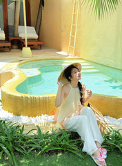 Áo yếm tơ nhũ Trà lụa - Mơ rang