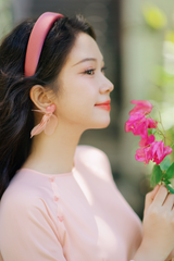 Áo dài Dáng suôn cổ tròn Thi Hạ - Hồng ửng