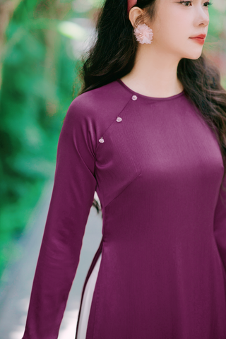 Áo dài Dáng suôn cổ tròn Thi Hạ - Tím Huế