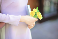 Áo dài Dáng suôn cổ tròn Thi Hạ - Tím nhạt