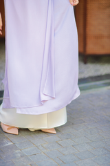 Áo dài Dáng suôn cổ tròn Thi Hạ - Tím nhạt