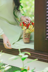 Áo dài Dáng suôn cổ tròn Thi Hạ - Xanh cốm