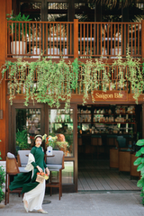 Áo dài Dáng suôn cổ tròn Thi Hạ - Xanh lông công