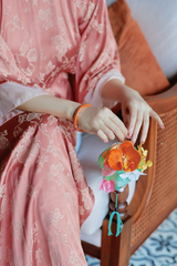 Áo dài gấm dáng suôn Yên Cảnh - Hồng đào