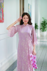 Áo dài gấm dáng suôn Yên Cảnh - Tím hoa lan