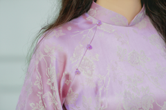 Áo dài gấm dáng suôn Yên Cảnh - Tím hoa lan