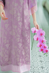 Áo dài gấm dáng suôn Yên Cảnh - Tím hoa lan