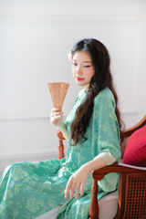 Áo dài gấm dáng suôn Yên Cảnh - Xanh ngọc