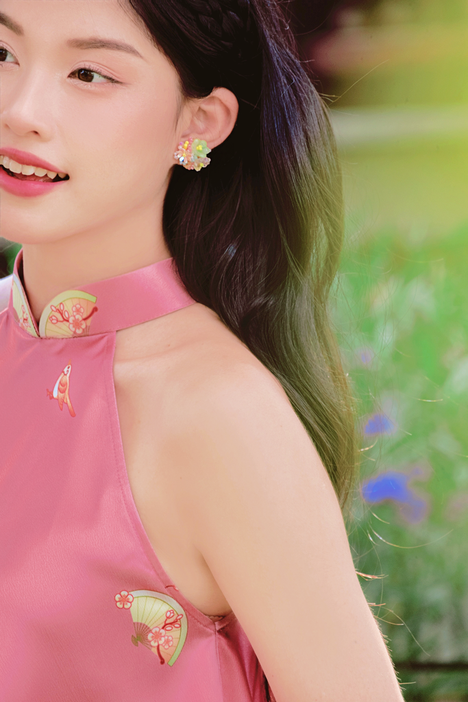 Áo yếm cổ đứng Xuân Thời - Hồng vỏ đỗ