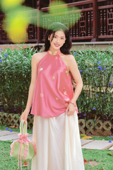 Áo yếm cổ đứng Xuân Thời - Hồng vỏ đỗ