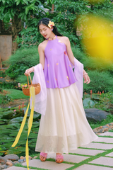 Chân váy tơ Xuân Thời - Kem