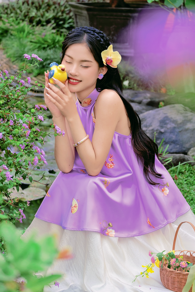 Áo yếm cổ đứng Xuân Thời - Tím