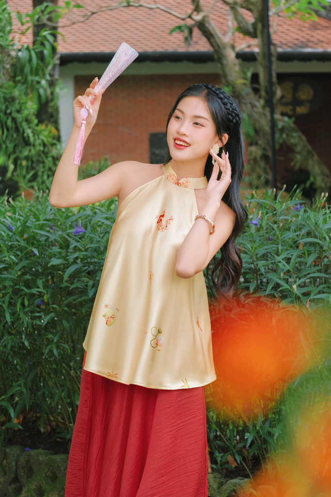 Áo yếm cổ đứng Xuân Thời - Vàng kem