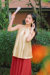 Áo yếm cổ đứng Xuân Thời - Vàng kem