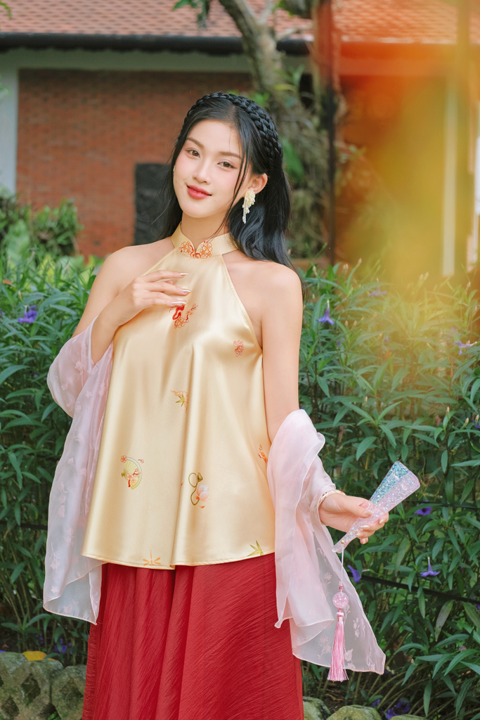 Áo yếm cổ đứng Xuân Thời - Vàng kem