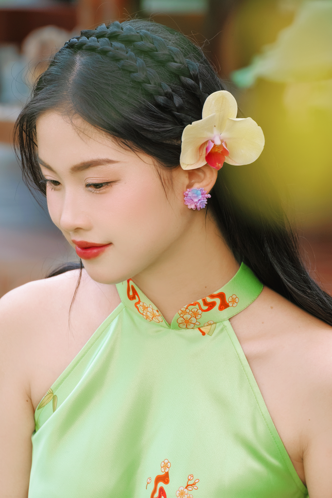 Áo yếm cổ đứng Xuân Thời - Xanh cốm