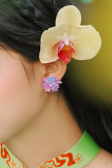 Hoa tai NK-163 hoa cẩm tú tím nhạt loang xanh