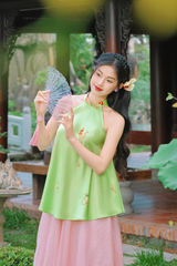 Áo yếm cổ đứng Xuân Thời - Xanh cốm