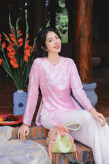 Áo bà ba lụa tơ tằm Phượng Liên - Hồng nhạt