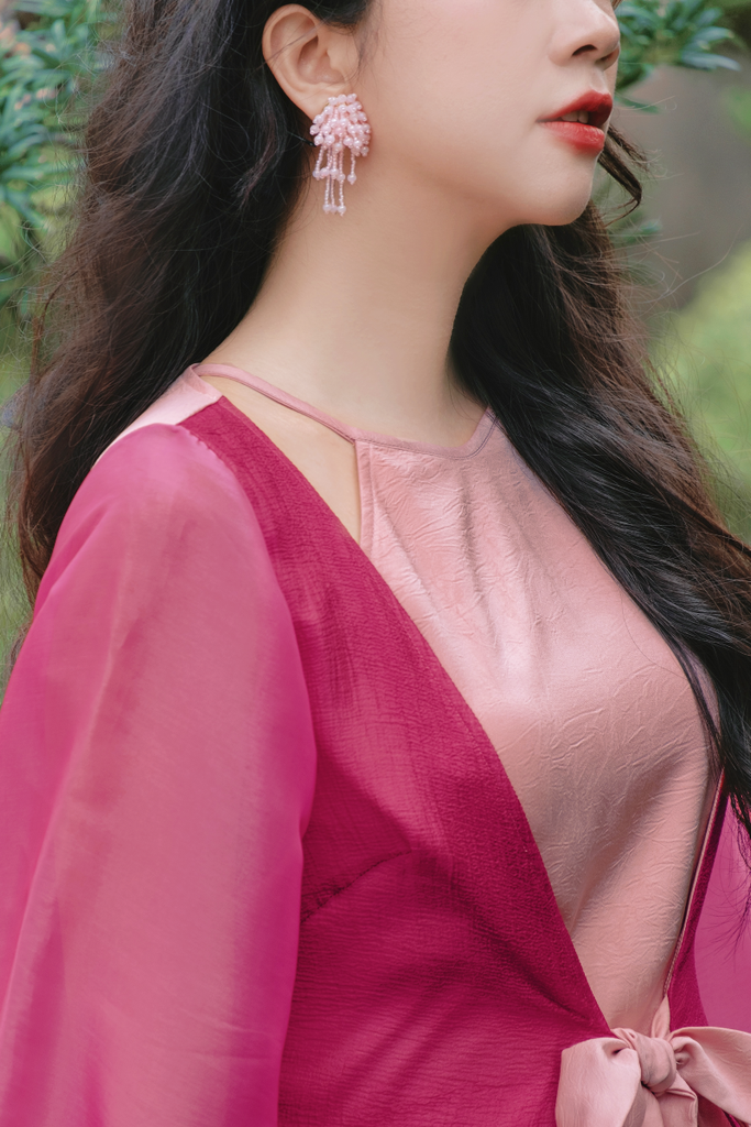 Áo khoác tứ thân Xuân Huyên - Hồng sen