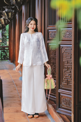 Áo bà ba lụa tơ tằm Phượng Liên - Trắng