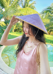 Đầm lụa tơ tằm Phụng Yến - Hồng tro hoa cúc